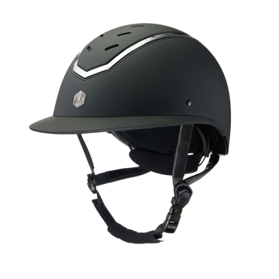 Image of Charles Owen EQX Kylo 2025 Riding Hat Black Matte/Silver Wide Peak