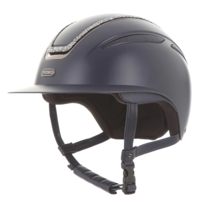 Image of Evoke Callisto Wide Peak Navy Silver Crystal Frame