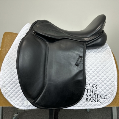 Image of 17 inch Pony Cob Horse Dual Flap Dressage Black Wide