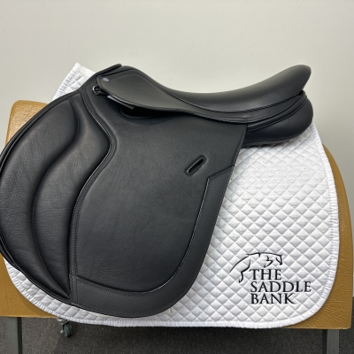 Image of 18 inch Cavaletti Collection Covered Leather Dual Flap GP Black Adjustable